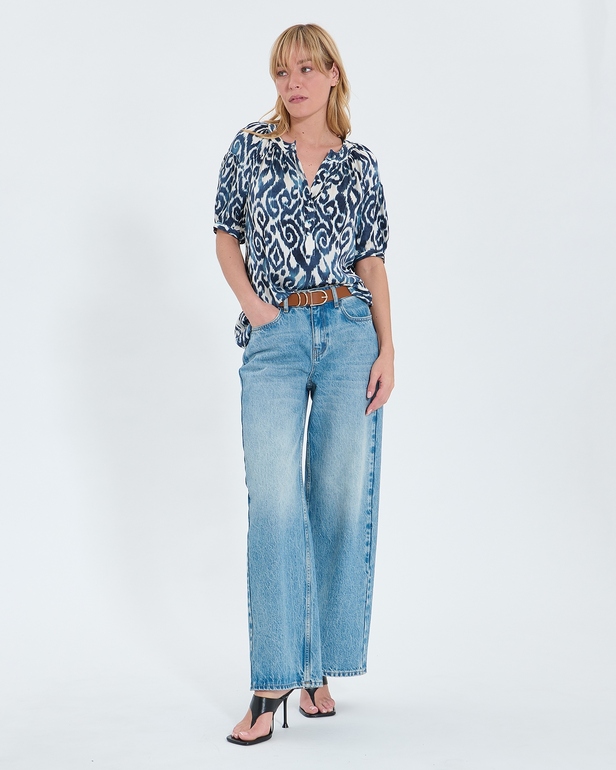 Tiphaine shirt Flowy shirt with Summer wave print ZAPA