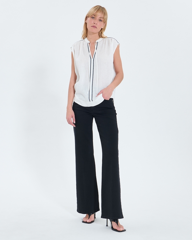 Top Taiwan Flowing top in ecru linen ZAPA