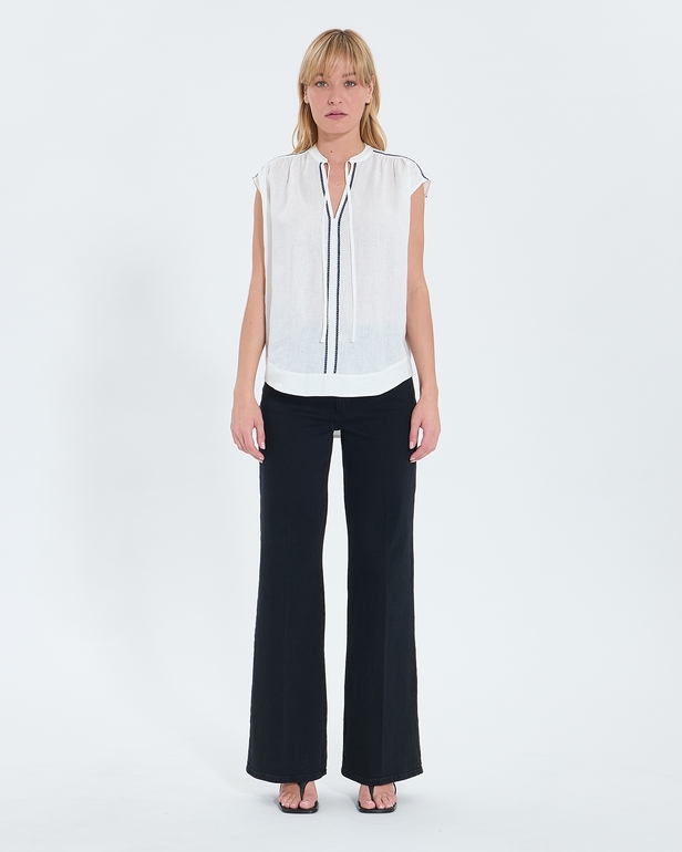 Top Taiwan Flowing top in ecru linen ZAPA