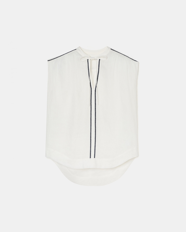Top Taiwan Flowing top in ecru linen ZAPA