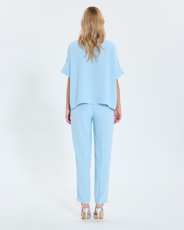 Top Timma Sky blue V-neck crepe top ZAPA