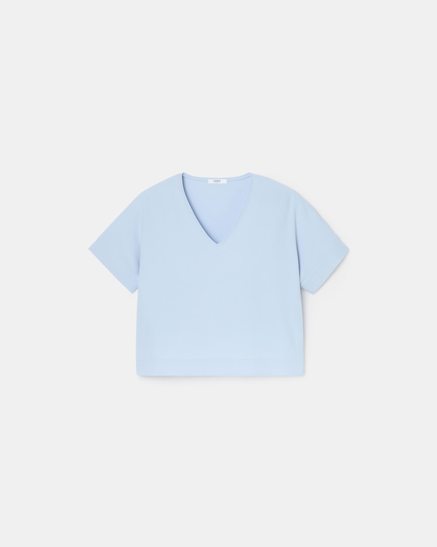 Top Timma Sky blue V-neck crepe top ZAPA