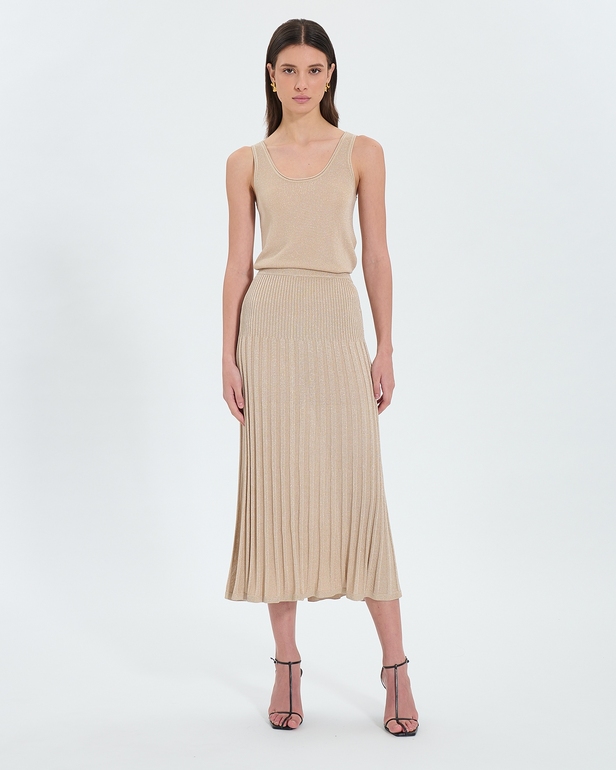 Jordan Knit Skirt A-line skirt in champagne sequined knit ZAPA