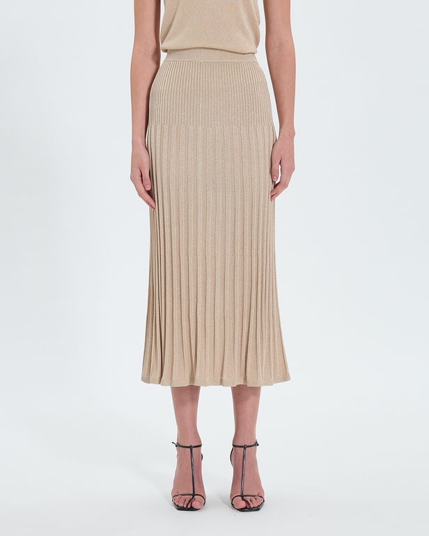 Jordan Knit Skirt A-line skirt in champagne sequined knit ZAPA