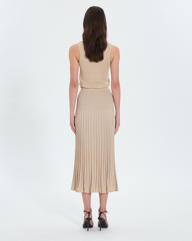 Jordan Knit Skirt A-line skirt in champagne sequined knit ZAPA