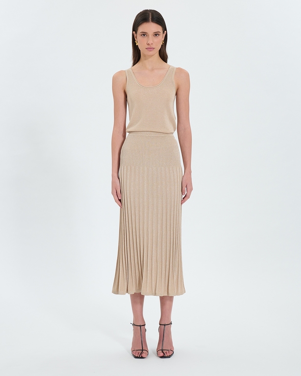 Jordan Knit Skirt A-line skirt in champagne sequined knit ZAPA