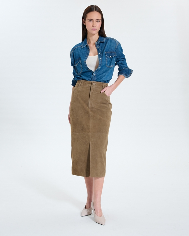 Jayne Skirt Khaki pencil skirt ZAPA