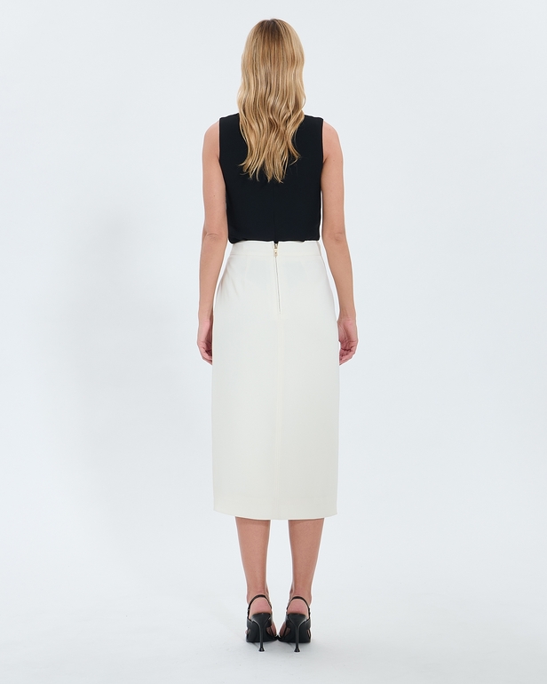 Jali skirt Ecru pencil skirt ZAPA
