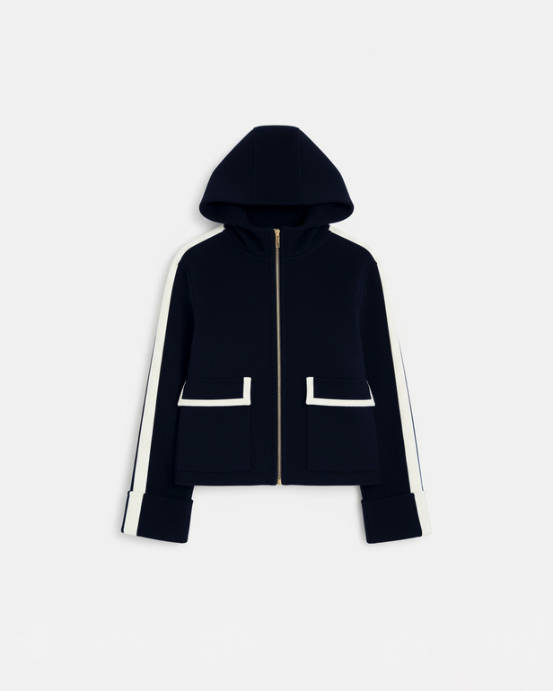 Marja coat Nocturnal two-tone wool coat with leather outline ZAPA