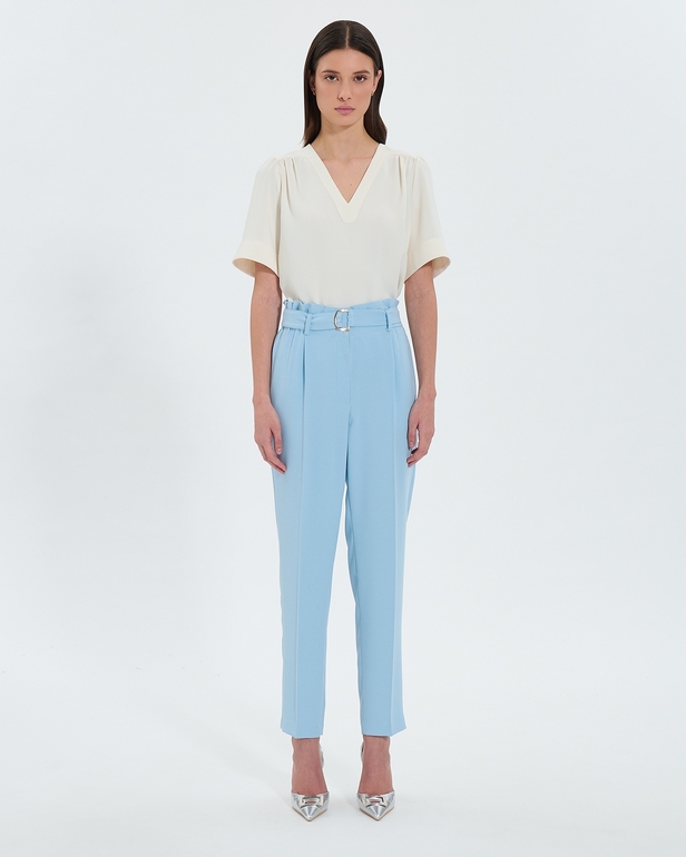 Patricia pants Blue crepe cigarette pants ZAPA