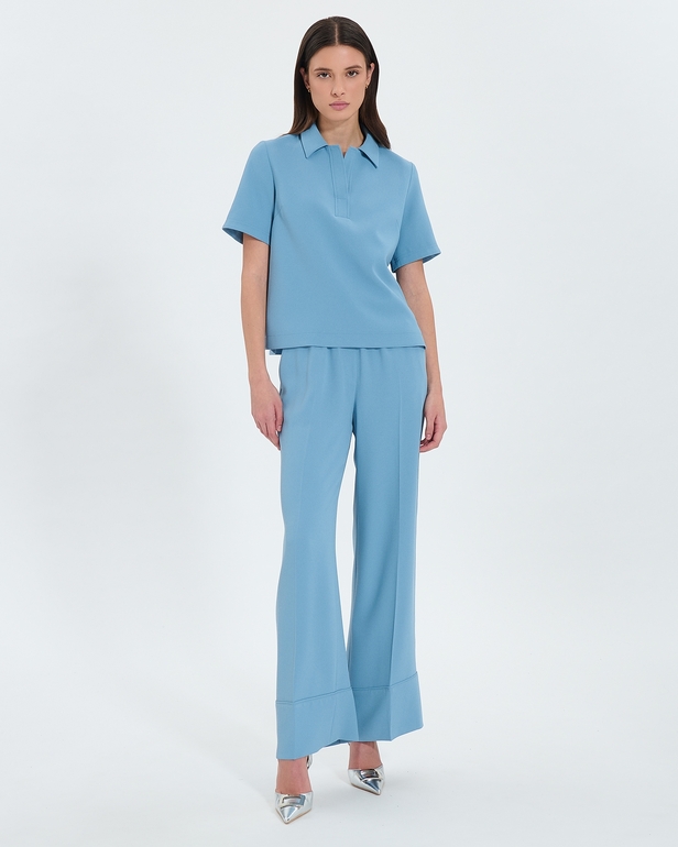 Po&eacute;sie Pants Hydrangea blue flowing pants ZAPA
