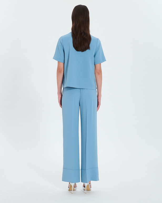 Po&eacute;sie Pants Hydrangea blue flowing pants ZAPA