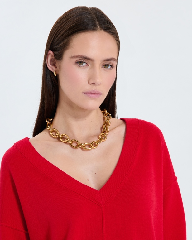 Pucci sweater Thin red V-neck sweater ZAPA