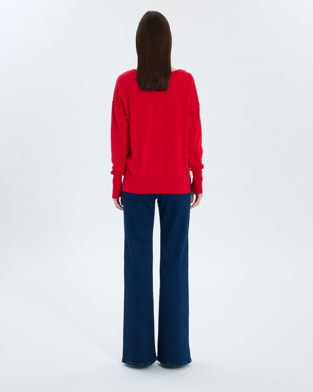 Pucci sweater Thin red V-neck sweater ZAPA