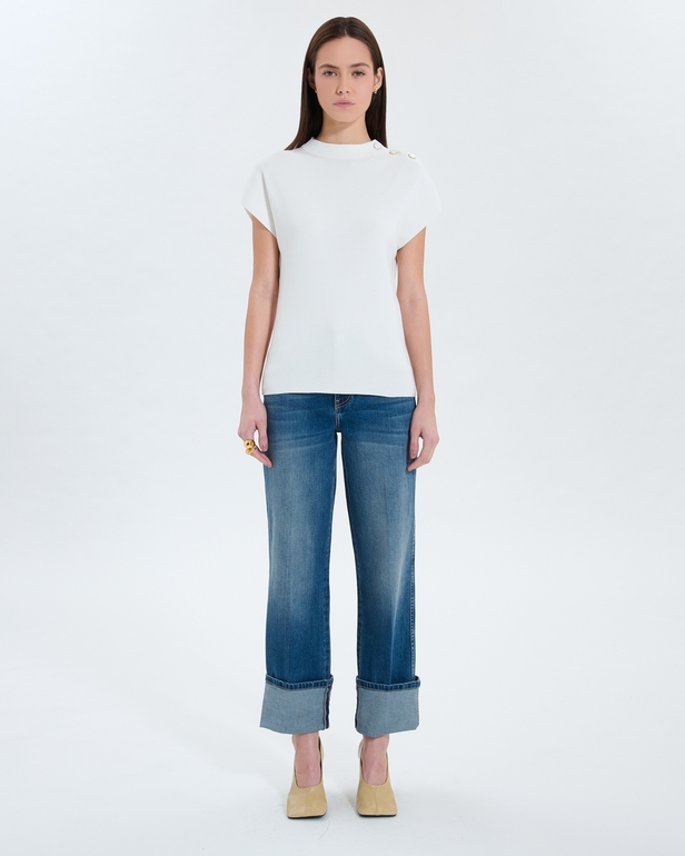 Nigella sweater Ecru short-sleeved sweater ZAPA