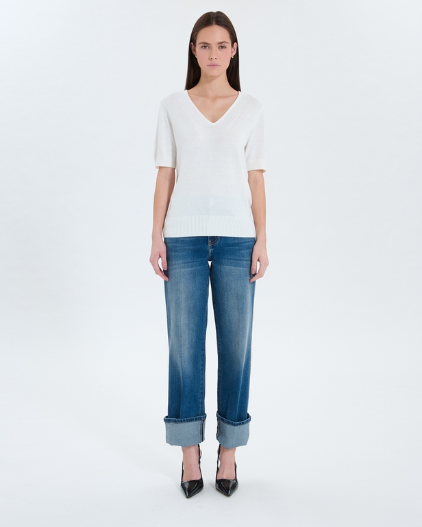 Narvi sweater Ecru short-sleeved sweater ZAPA