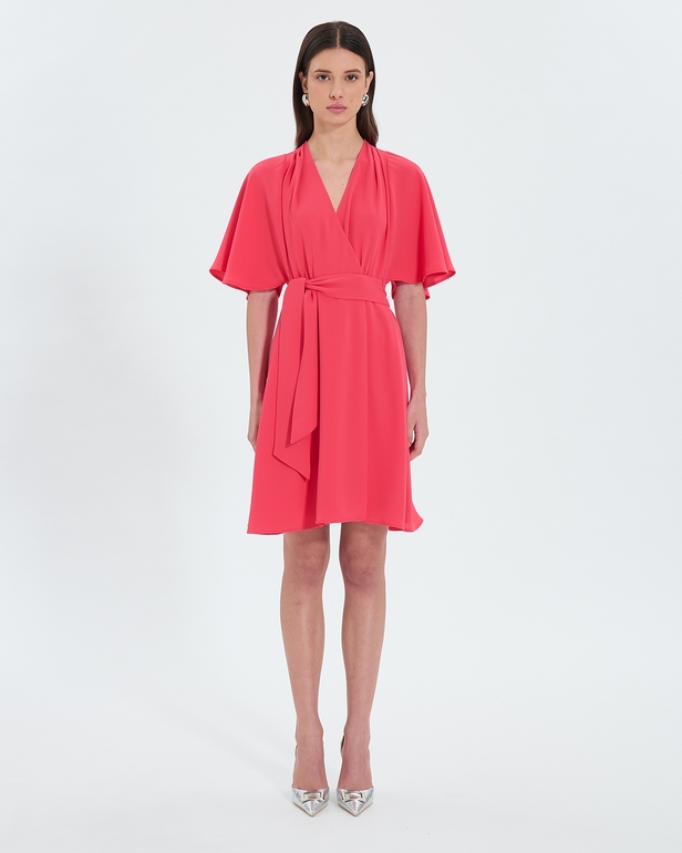 Russel dress Coral crepe wrap dress ZAPA