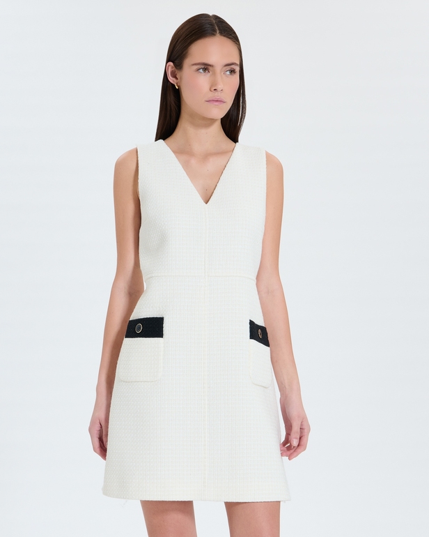 Raisin Dress Short ecru tweed dress ZAPA