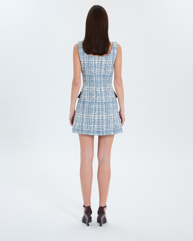 Rea dress Short blue tweed dress ZAPA