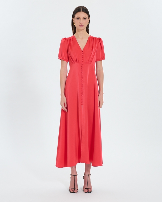 Romarin Dress Long coral satin dress ZAPA