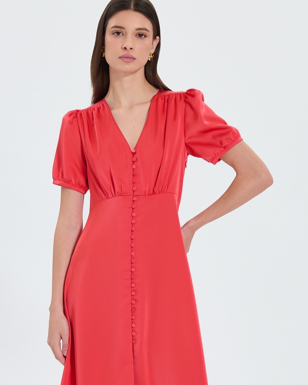 Romarin Dress Long coral satin dress ZAPA