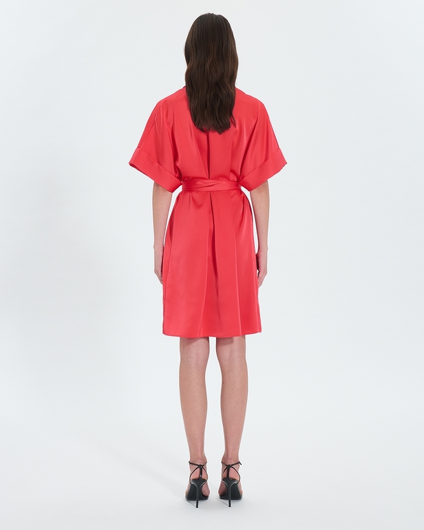 Romille dress Coral satin shirt dress ZAPA