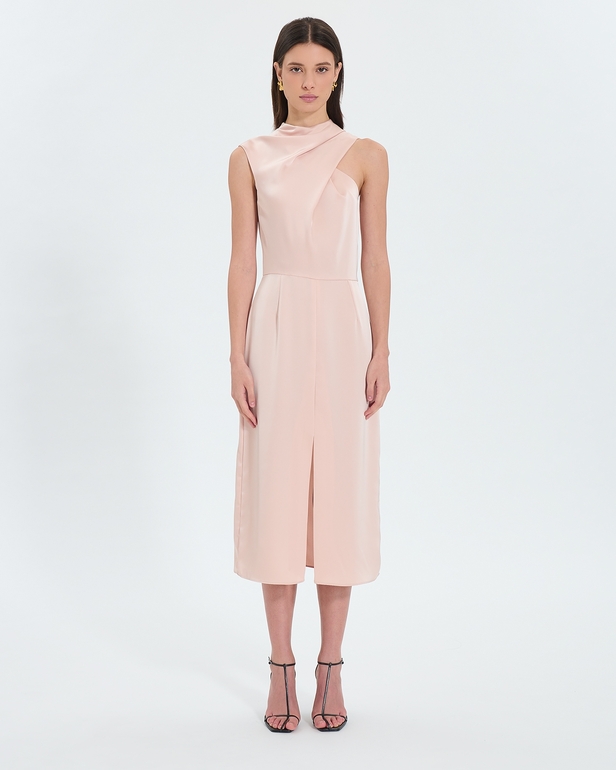 Ryvana dress Nude satin asymmetrical dress ZAPA