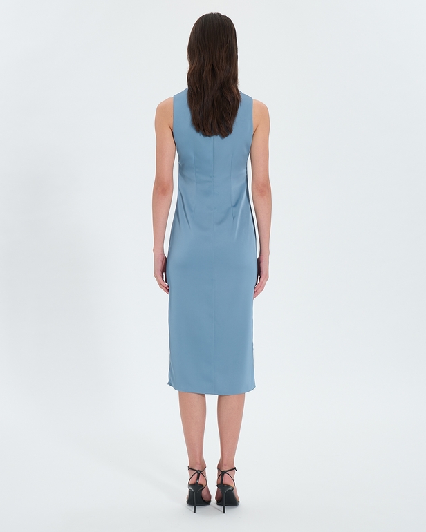 Roel dress Hydrangea blue satin midi dress ZAPA