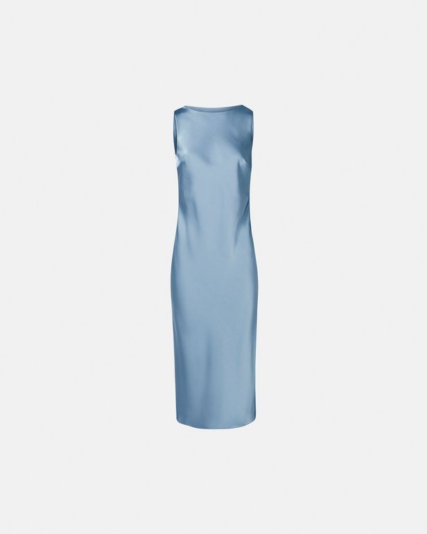Ramari dress Hydrangea blue cowl back satin dress ZAPA