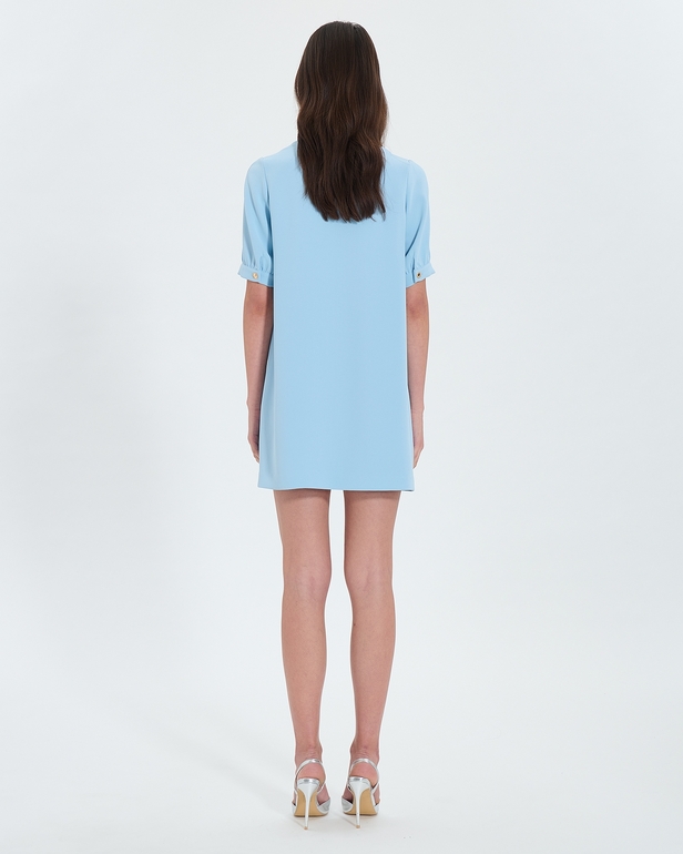 Rhealane dress Sky blue crepe straight dress ZAPA