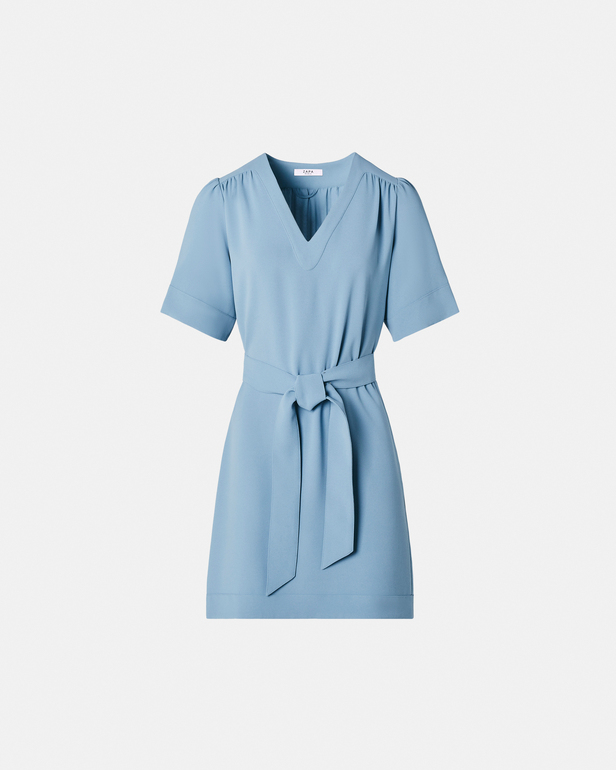 Retie dress Blue crepe straight dress ZAPA