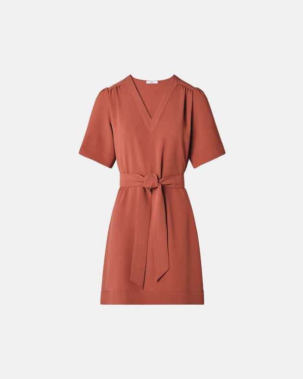 Retie dress Brick crepe straight dress ZAPA