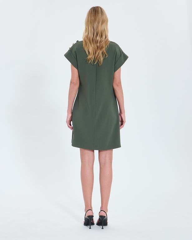 Rehina dress Short khaki crepe dress ZAPA