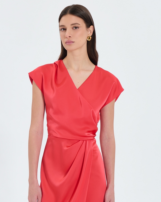 Dress Rang Coral satin dress ZAPA