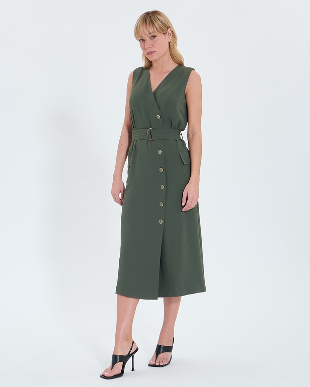 Rumi dress Long khaki crepe dress ZAPA