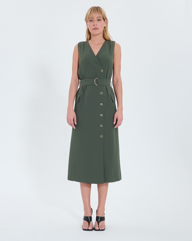 Rumi dress Long khaki crepe dress ZAPA