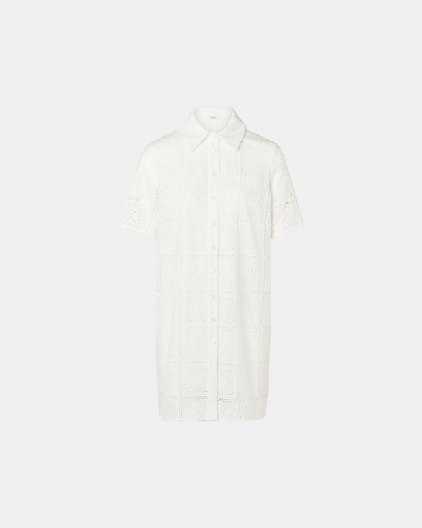 Relina dress Mid-length dress with ecru English embroidery ZAPA