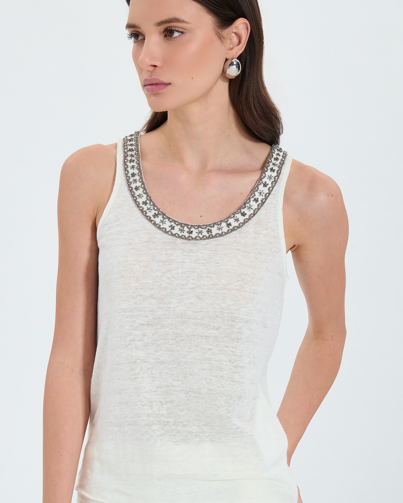 Top Tada Ecru linen tank top ZAPA