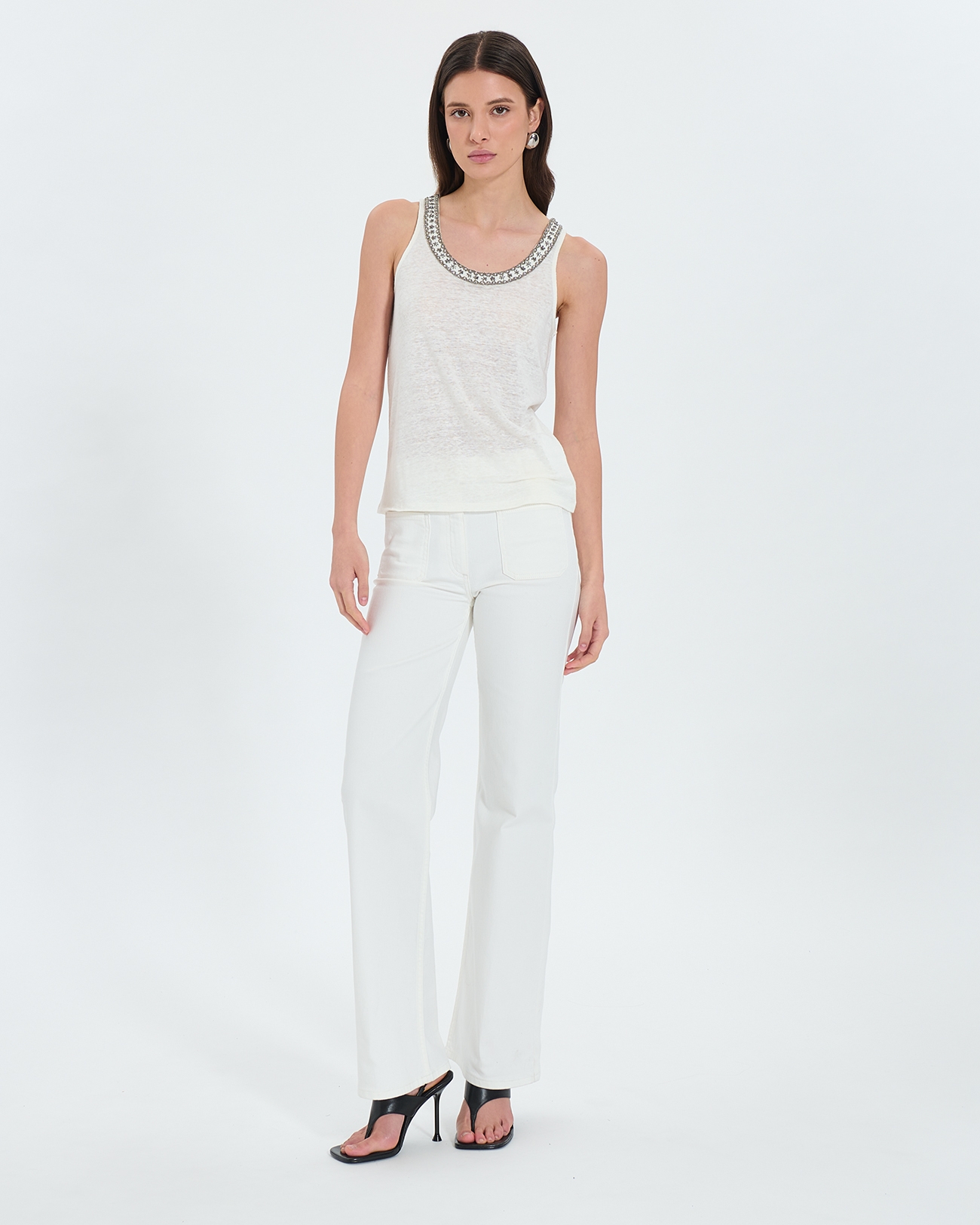 Top Tada Ecru linen tank top ZAPA