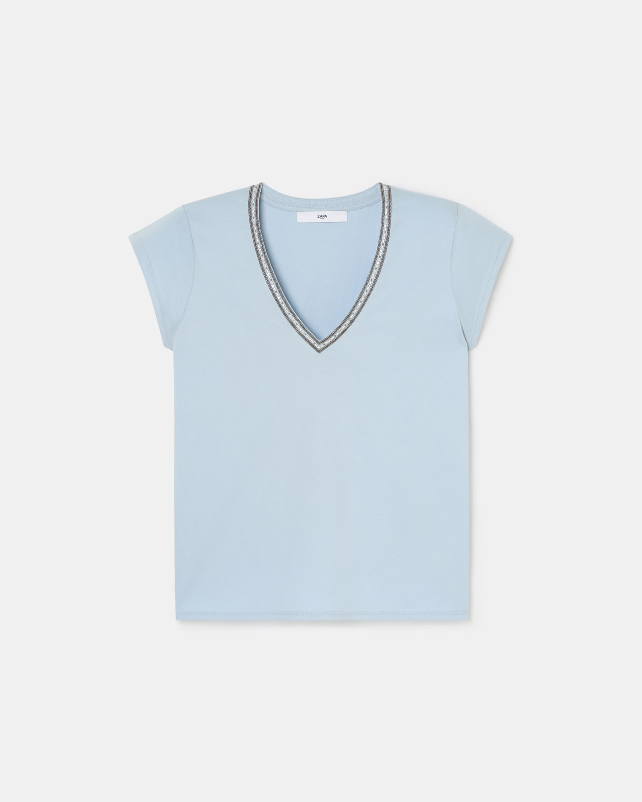 Tulipe Top Sky blue V-neck T-shirt ZAPA