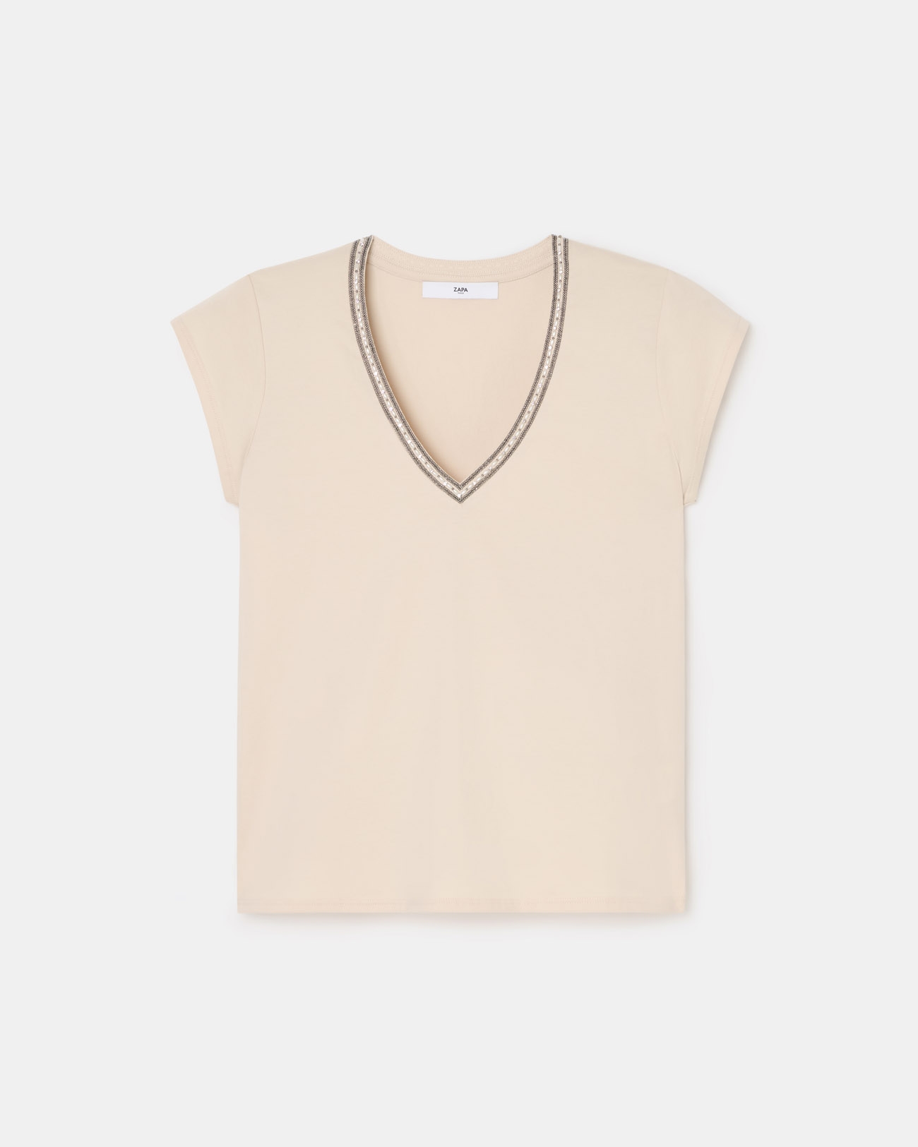 Tulipe Top Nude V-neck t-shirt ZAPA