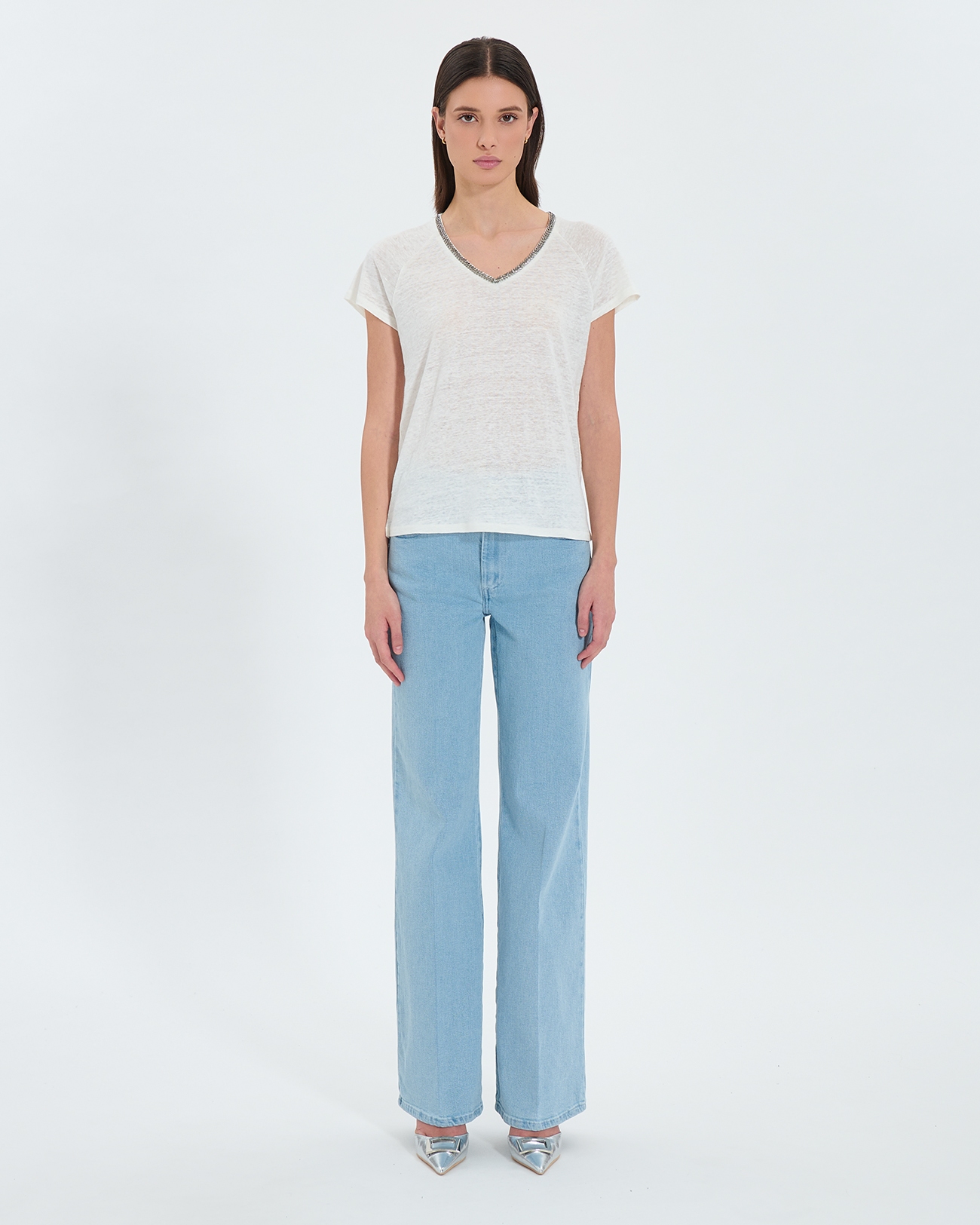 Top Tressie Tobacco linen T-shirt ZAPA