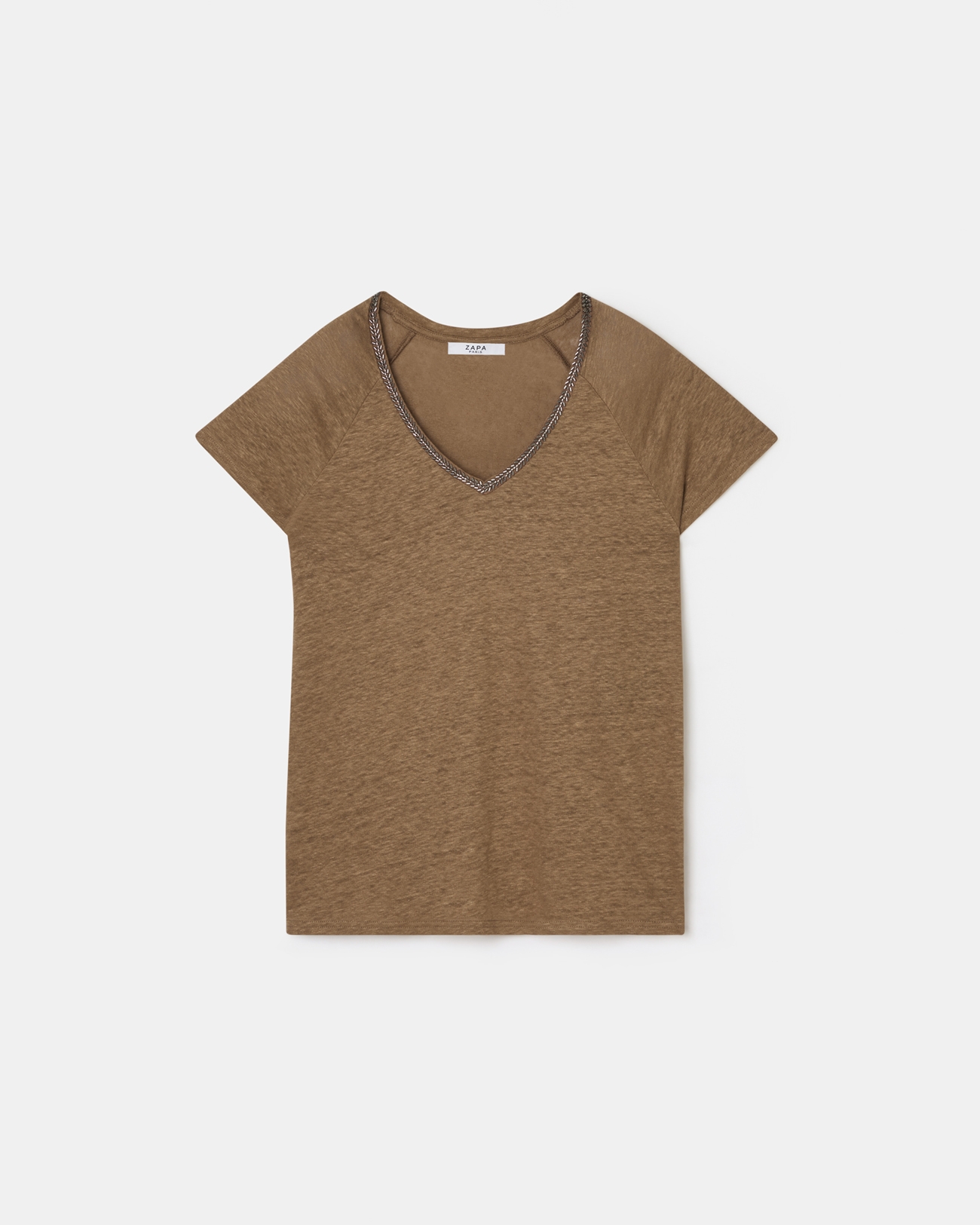 Top Tressie Tobacco linen T-shirt ZAPA