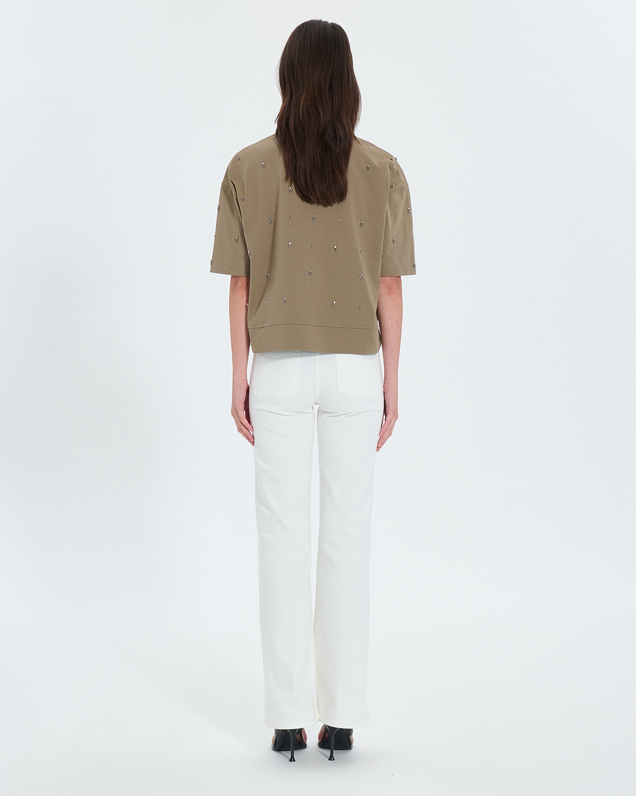 Top Totora Khaki embellished T-shirt ZAPA