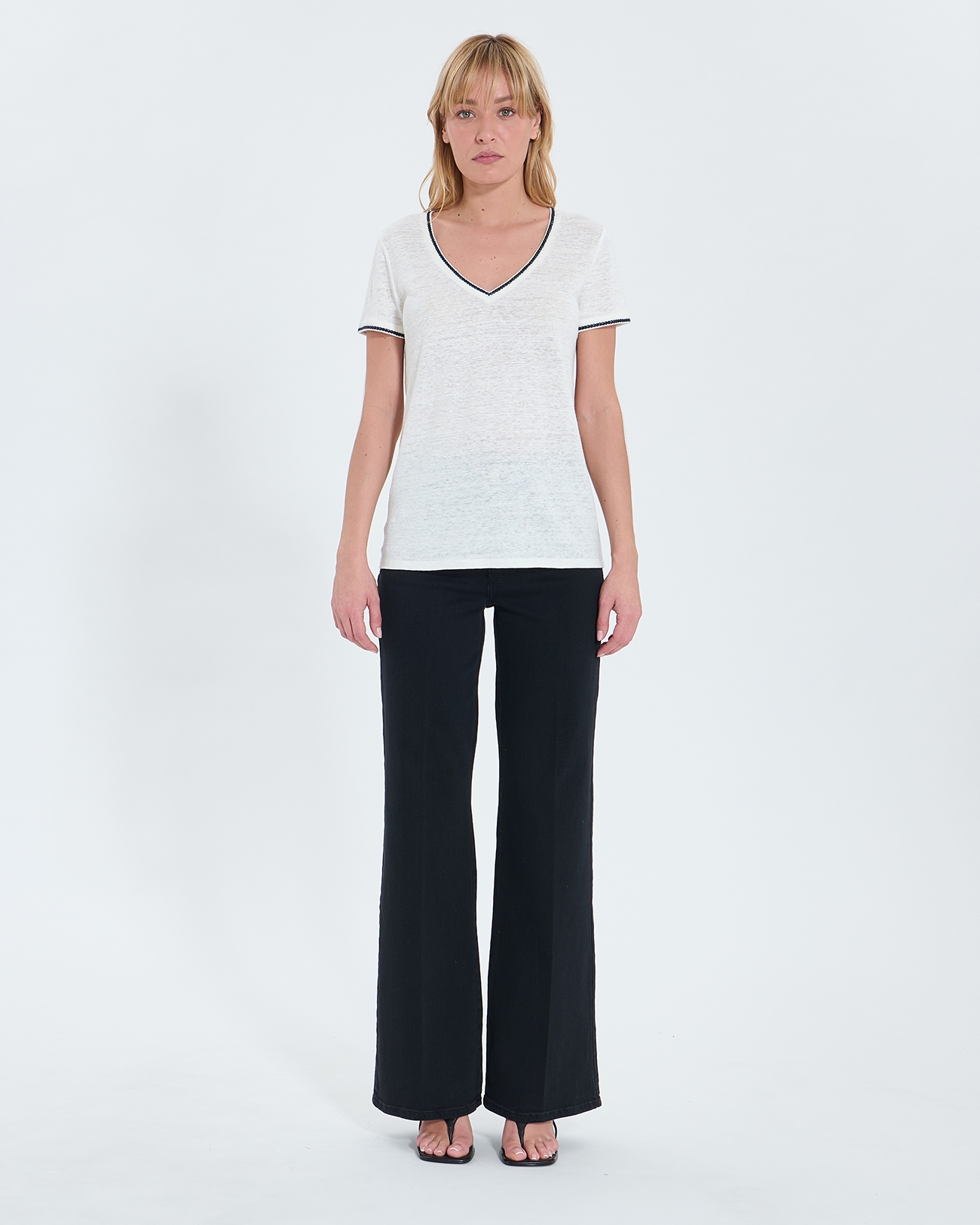 Top Tasmila Ecru linen T-shirt ZAPA