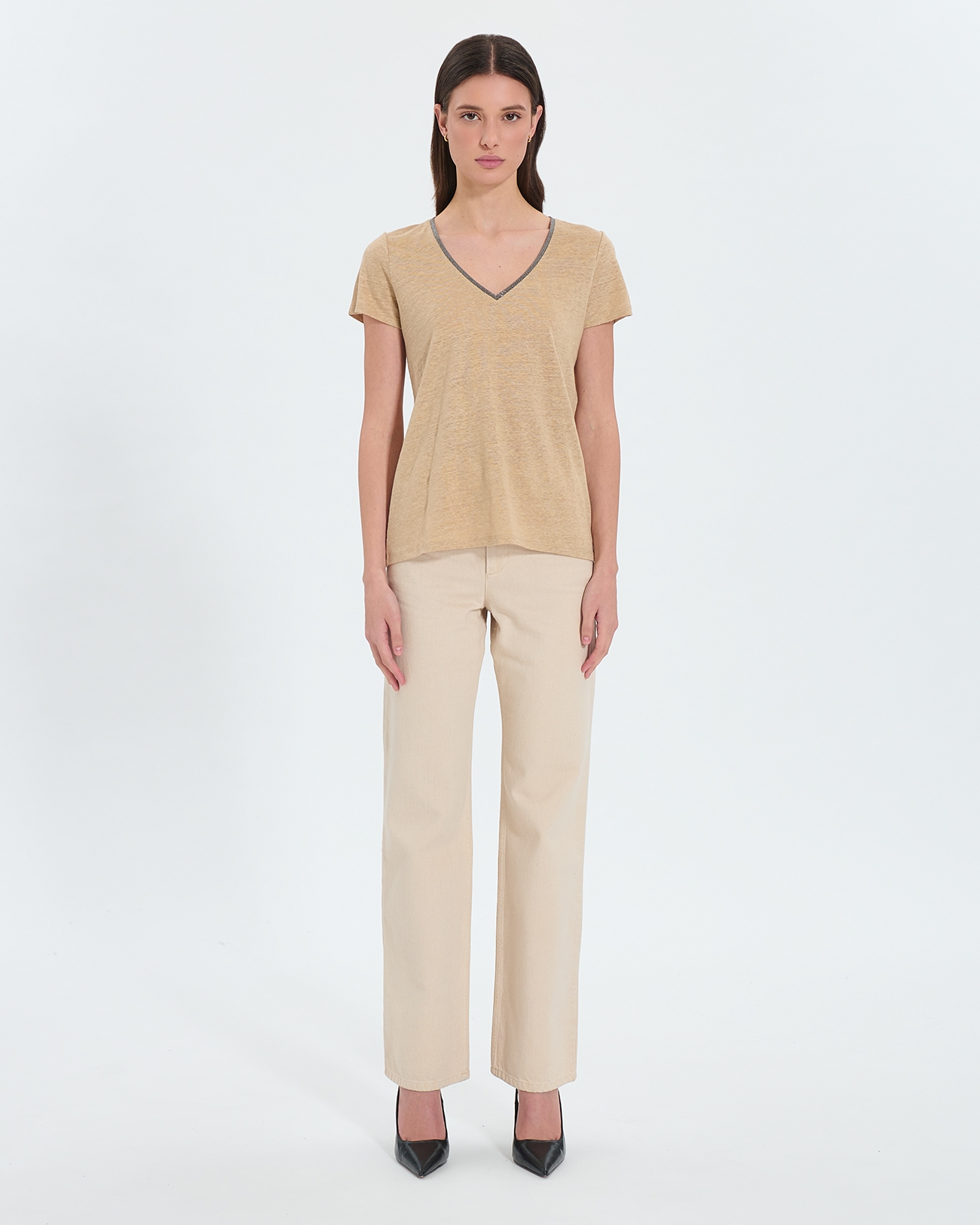 Top Tasmanie Beige jersey top ZAPA