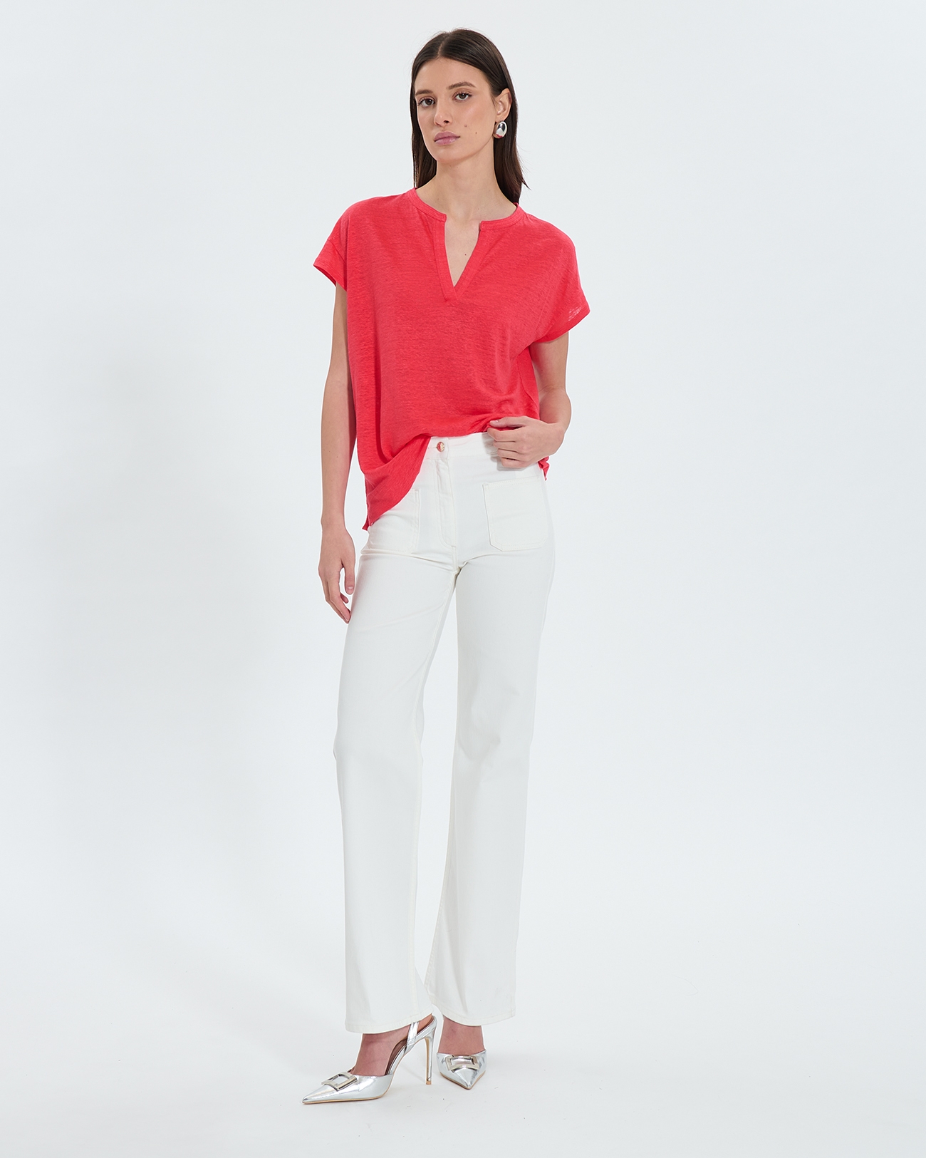 Top Thebes Coral linen top ZAPA