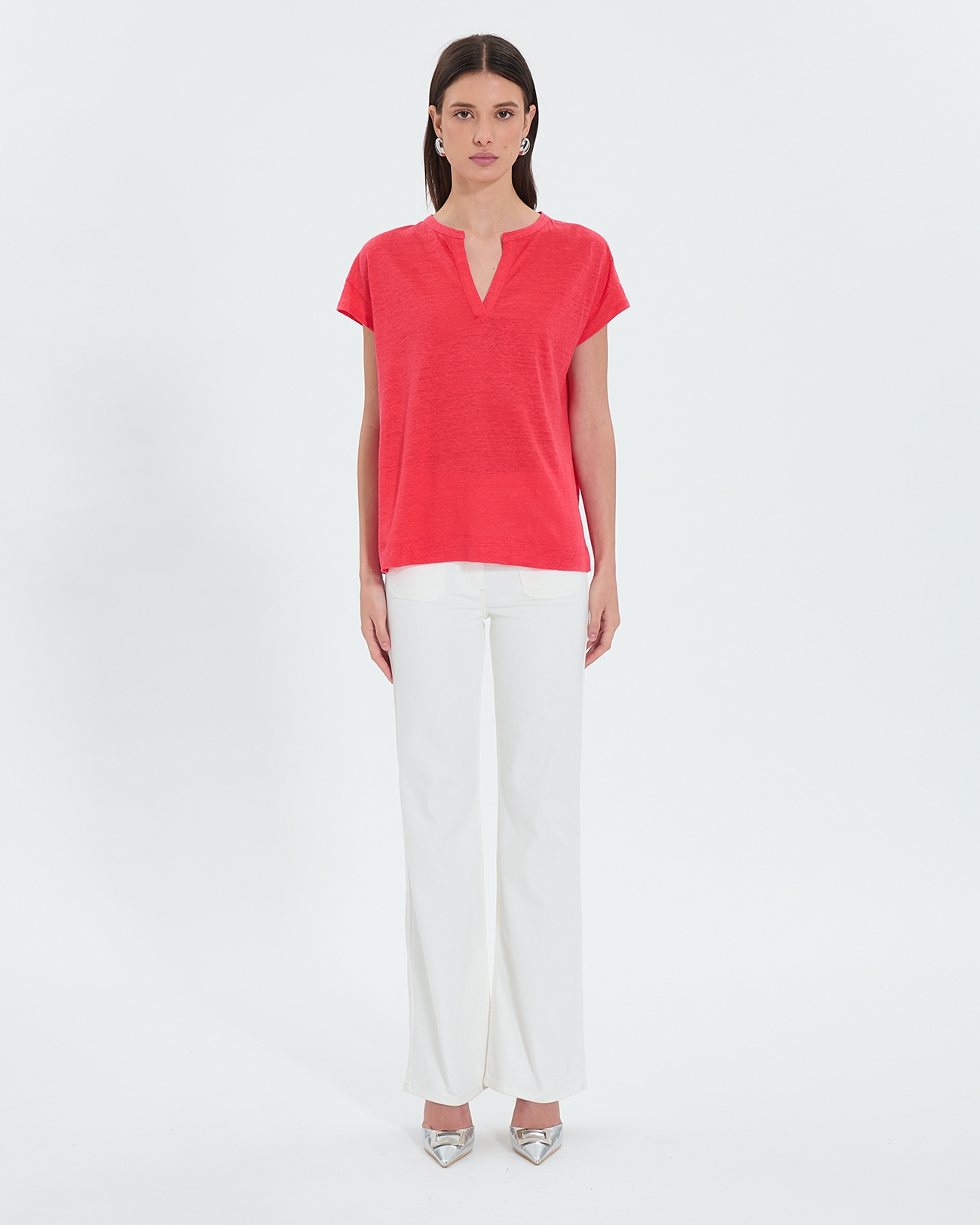 Top Thebes Coral linen top ZAPA