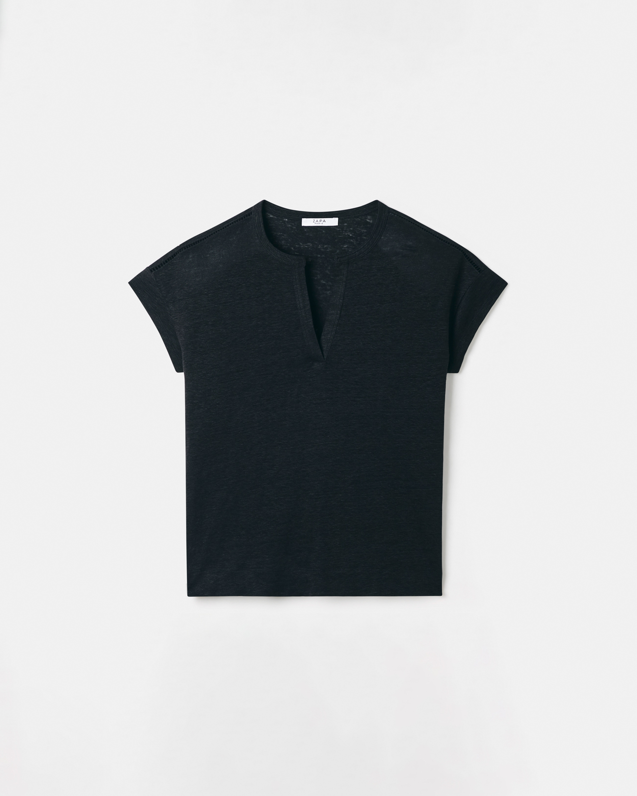 Thebes Jersey Top Black linen top ZAPA