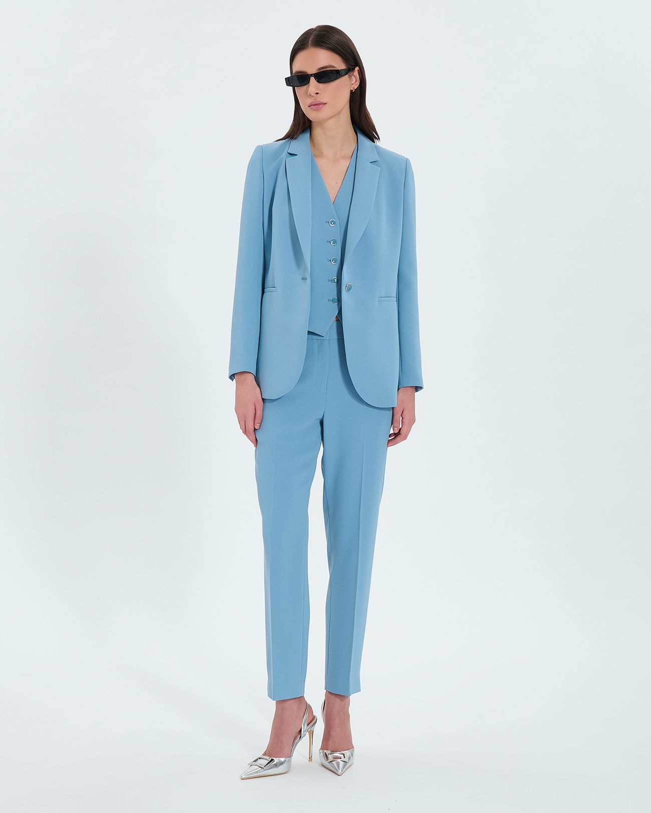 Victorina jacket Blue crepe suit jacket ZAPA